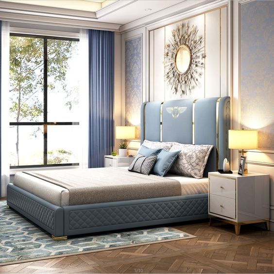 Urbane Modern Luxury Upholstered Bed In Leatherette