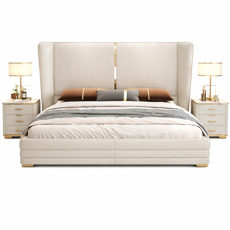 Sparse Modern Luxury Upholstered Bed In Suede