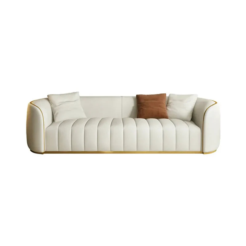 Boss Modern Faux Leather Upholstered 3-Seater Sofa with Gold Legs