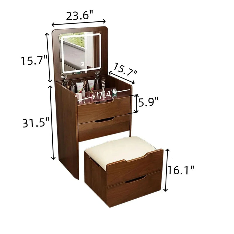 3 in 1 Vanity Desk with Plip Top Mirror,Compact Makeup Vanity