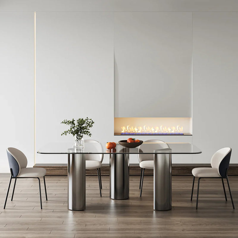 Gossy Modern Glass Top Dining Set