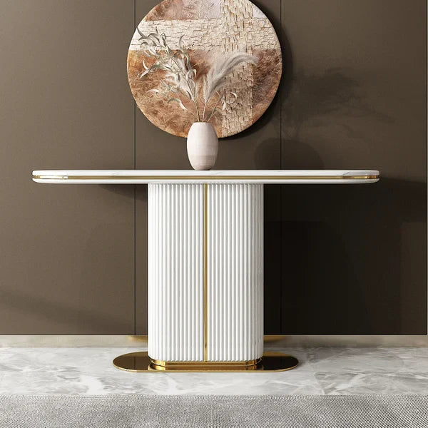 Meesah Modern White Flute Console Table