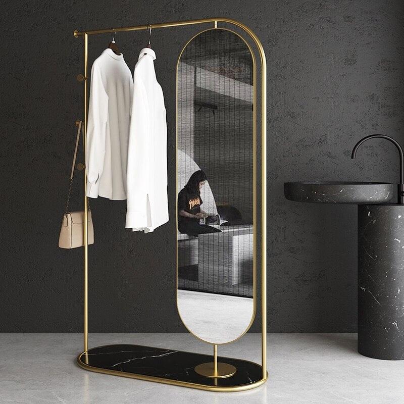 Cuba Clothes hanger with Floor mirror and marble base