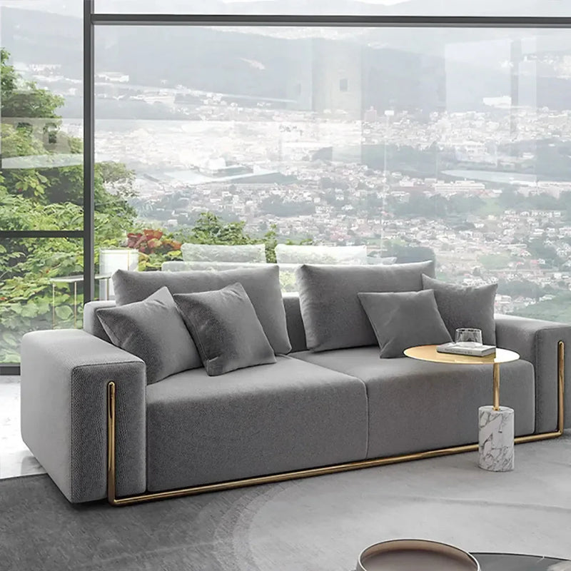 Colossal Modern Gray Cotton & Linen Upholstered Sofa