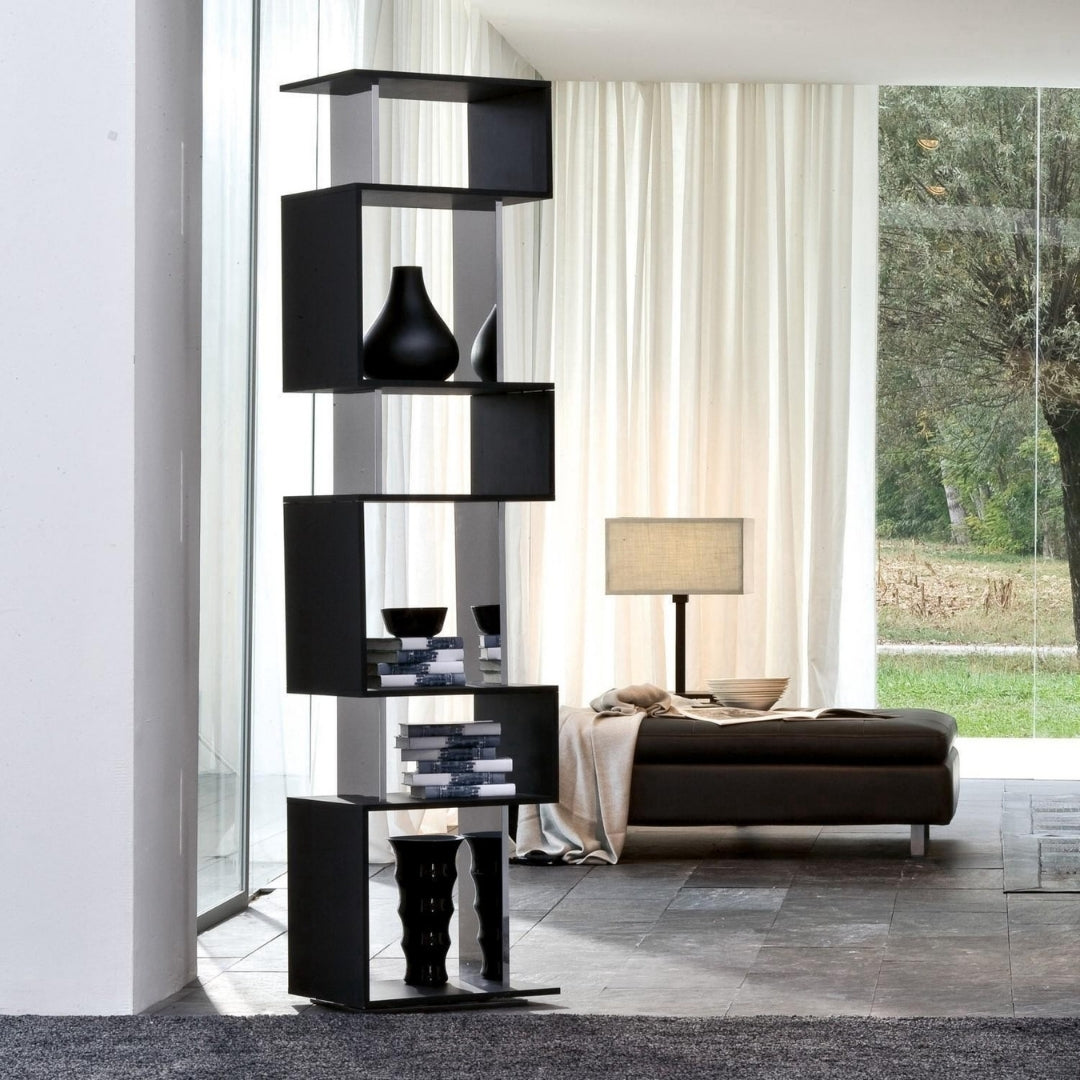 Versatile Staggered Bookshelf With Modern Design