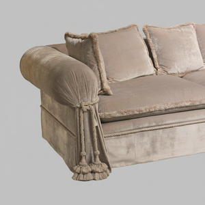 Rose Cord Sofa — Velvet Tassel Lounge, made to order by Wooden Empiro — view 3