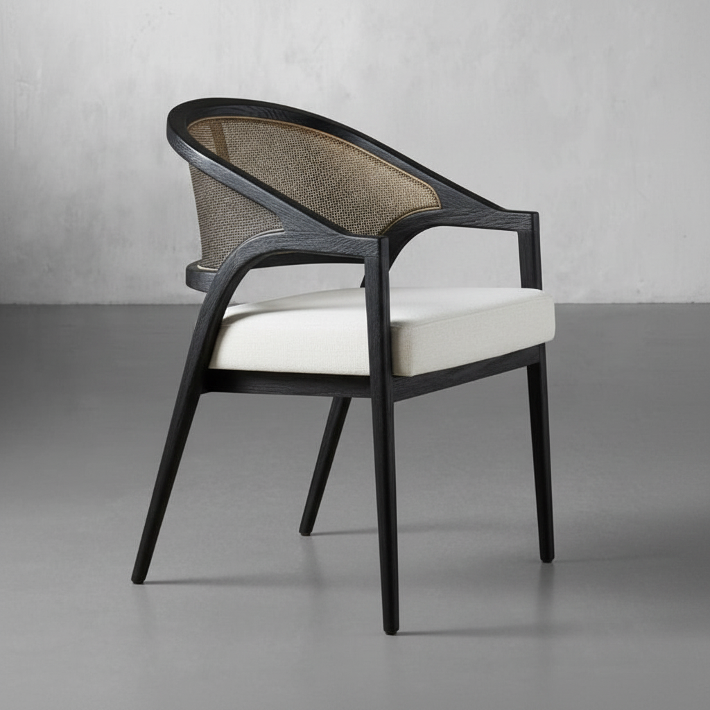 Cane Dining Accent Chair – detail view