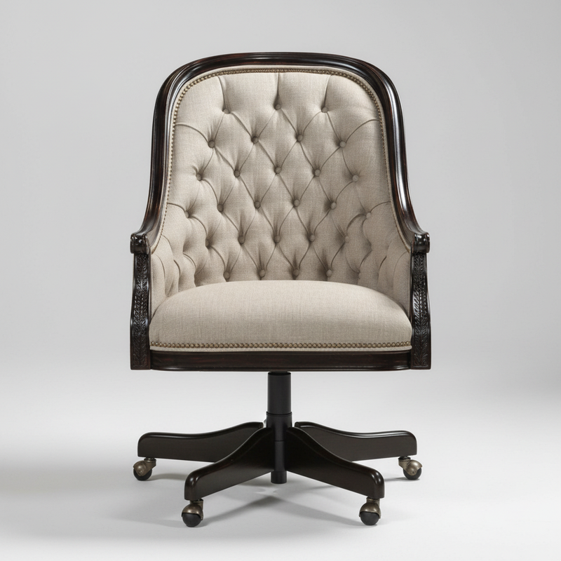 Ivory Durbar Chair – Tufted Swivel Armchair