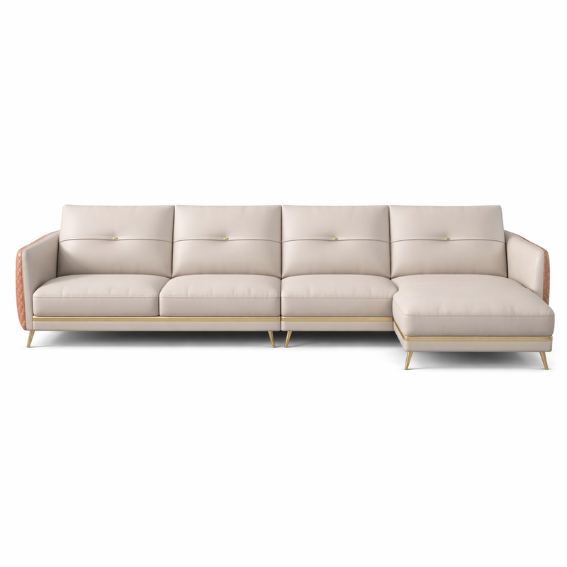 Crystal Modern Beige L-Shaped Corner Sofa