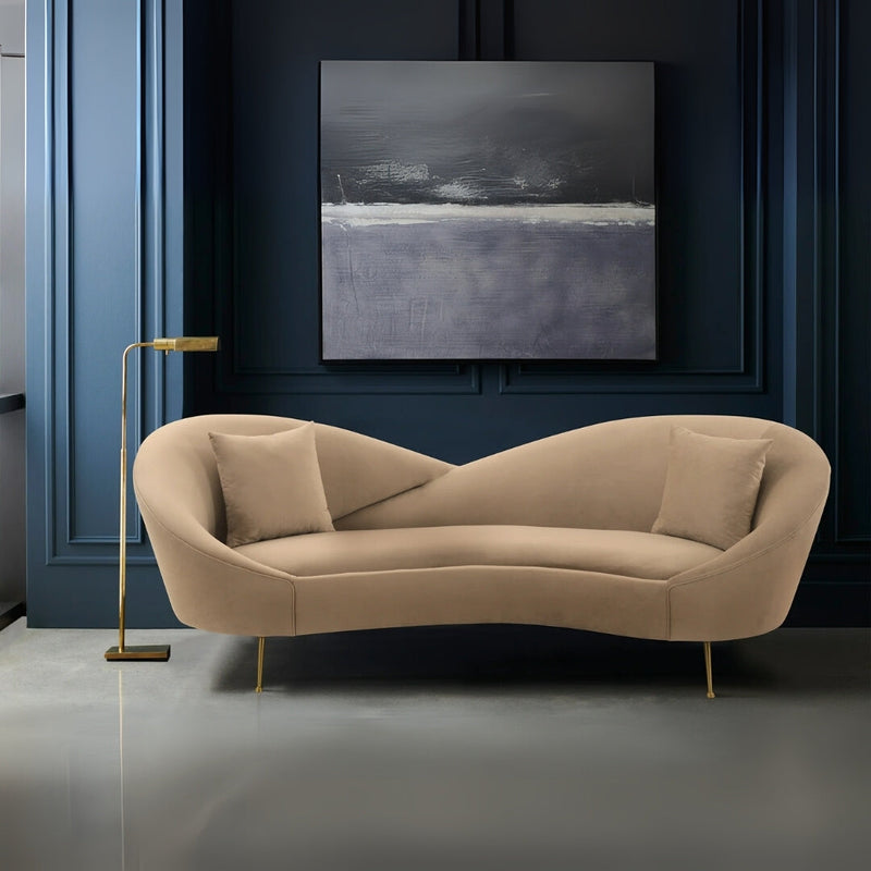 3 Seater Stylish Curved Sofa with Slender Legs