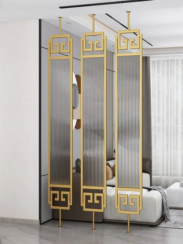 Zoha Metal Partition With Fluted Glass