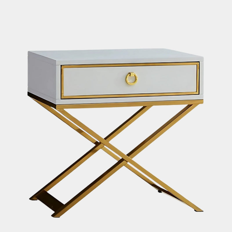 Celeste White & Gold Glam Side Table