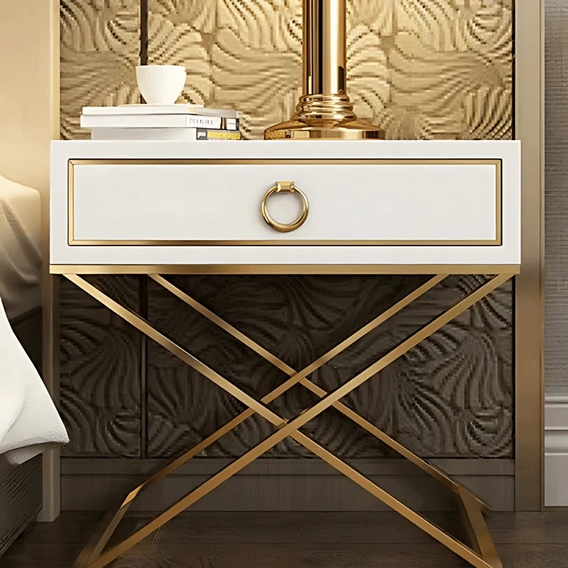 Celeste White & Gold Glam Side Table
