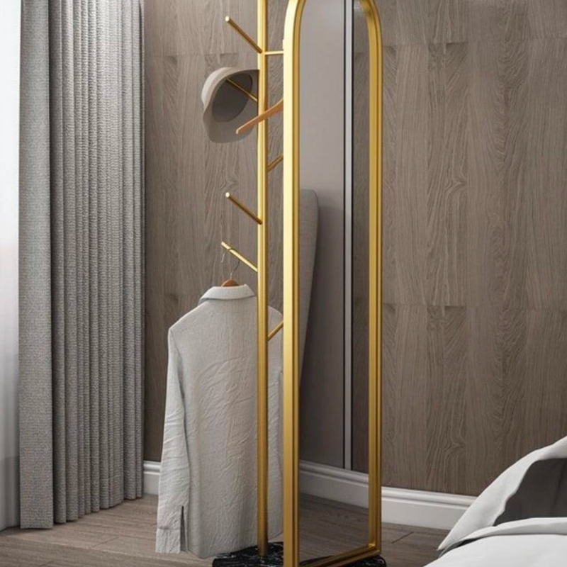 Kelva Clothes hanger with Floor mirror and marble base