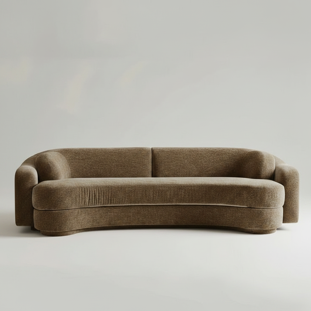 Mocha Sculpt Sofa — Curved Statement, made to order by Wooden Empiro