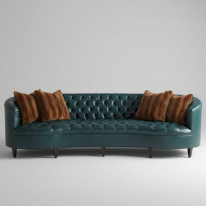 Sapphire Tuck — Curved Velvet Sofa, made to order by Wooden Empiro