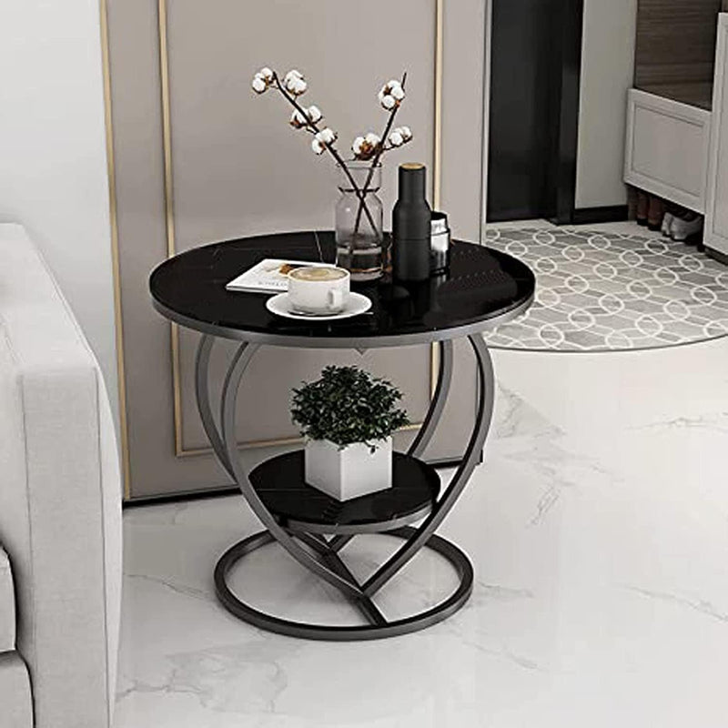 Al Hama Small Coffee Table, Coffee Table Love, Side Table, Living Room Round Table Sofa Corner Table Bedroom, Living Room, and Office Bedside Tables (Gold & Black) (Wood,Metal)