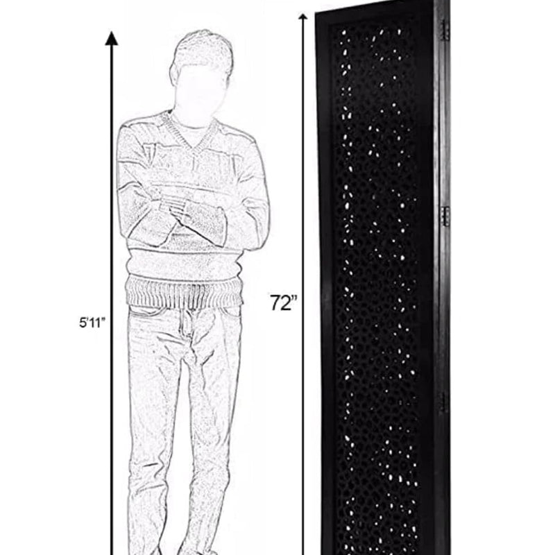 THEHEARTWILL Sheesham Wood Partition Screen/Room Divider Traditional Handicrafts 2 Panels 6ft Height (Brown)