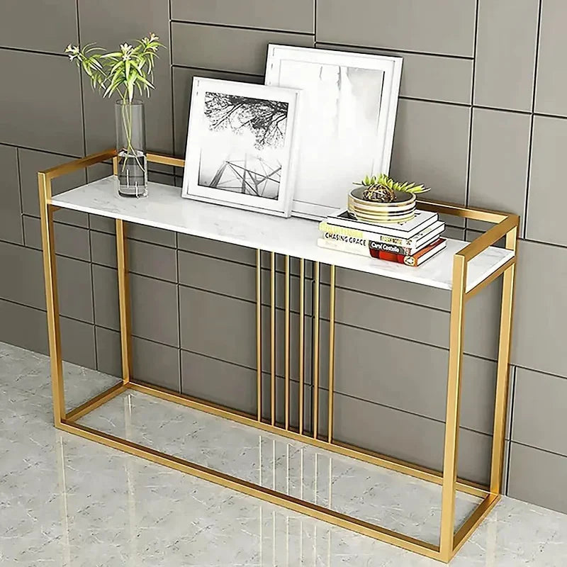 Mastery Modern And Minimalist Console Table In Sleek Golden Rods Design
