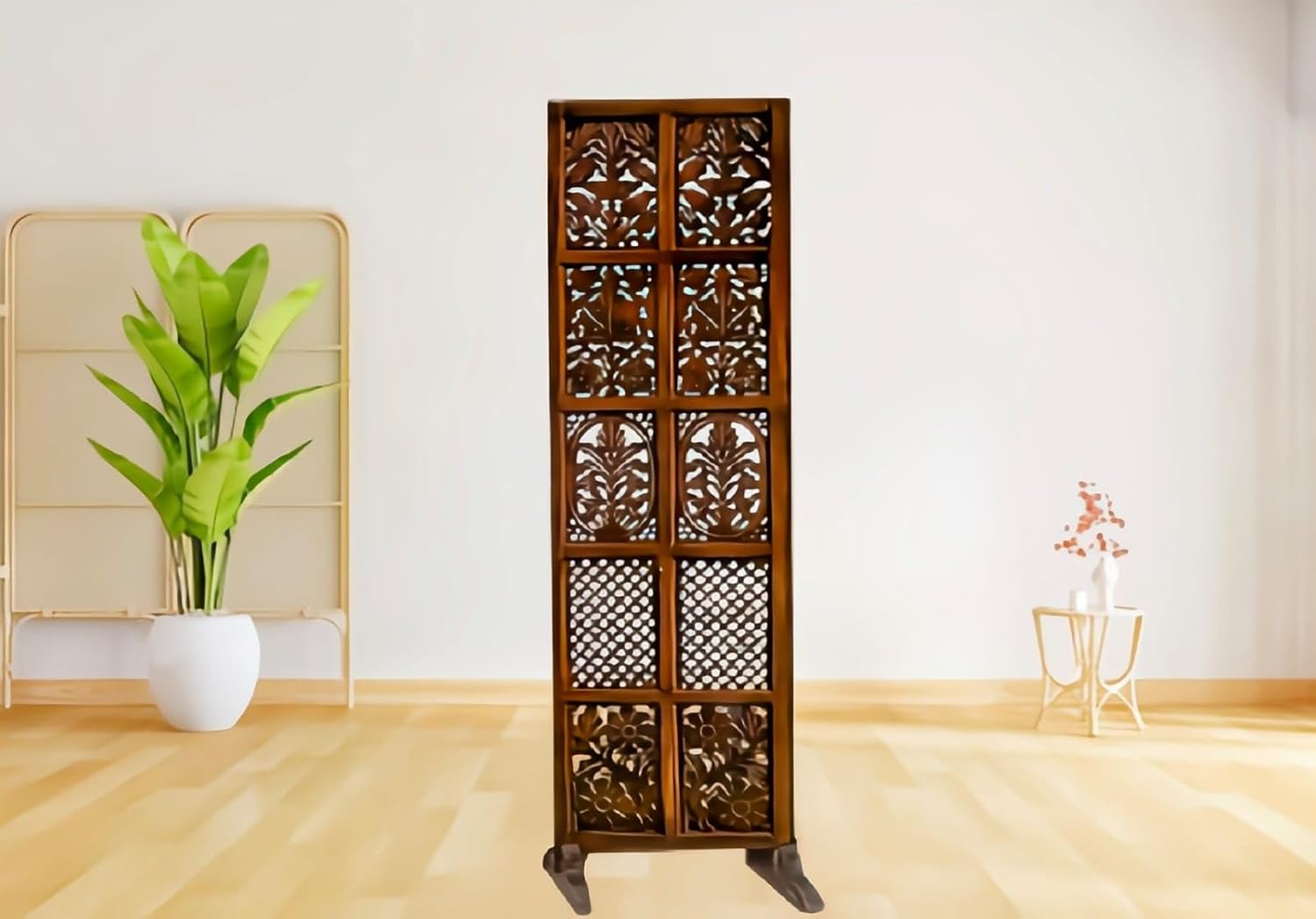 Wooden Room Divider/Partition for Living Room,Bedroom, Pooja Room & Home Decor (1 Panels partion Dark Antique Brown) (72 X 20 Inch)