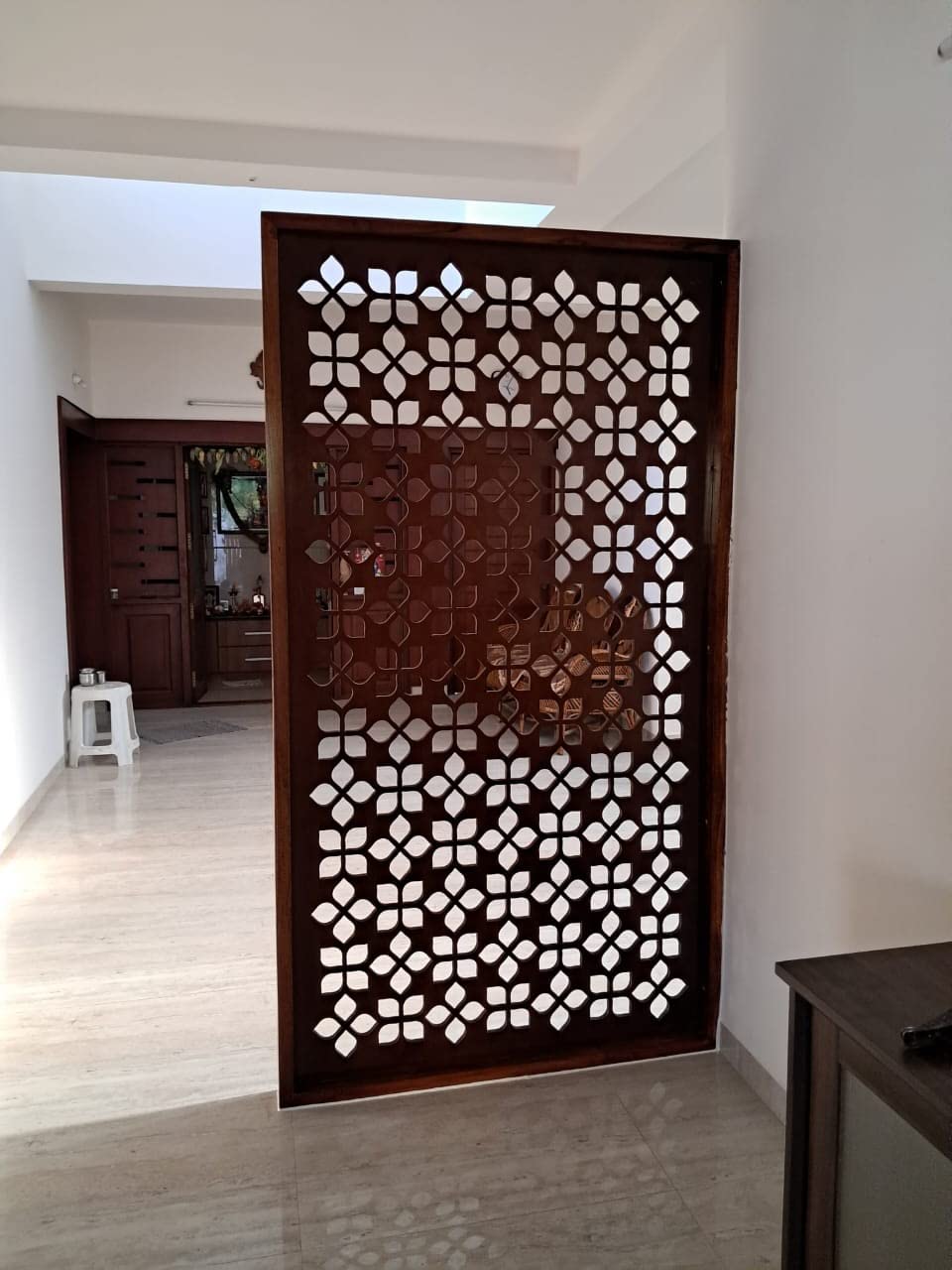 Wooden Room Divider only | Wooden Partition for Living Room | Room Separator | Office Wooden Separator Between Room and Kitchen(Teak Wood Color,6 * 4ft)/ only partition no Cabinet