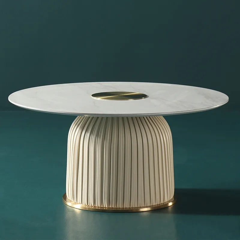 Jade Modern White Round Coffe table With Marble Top