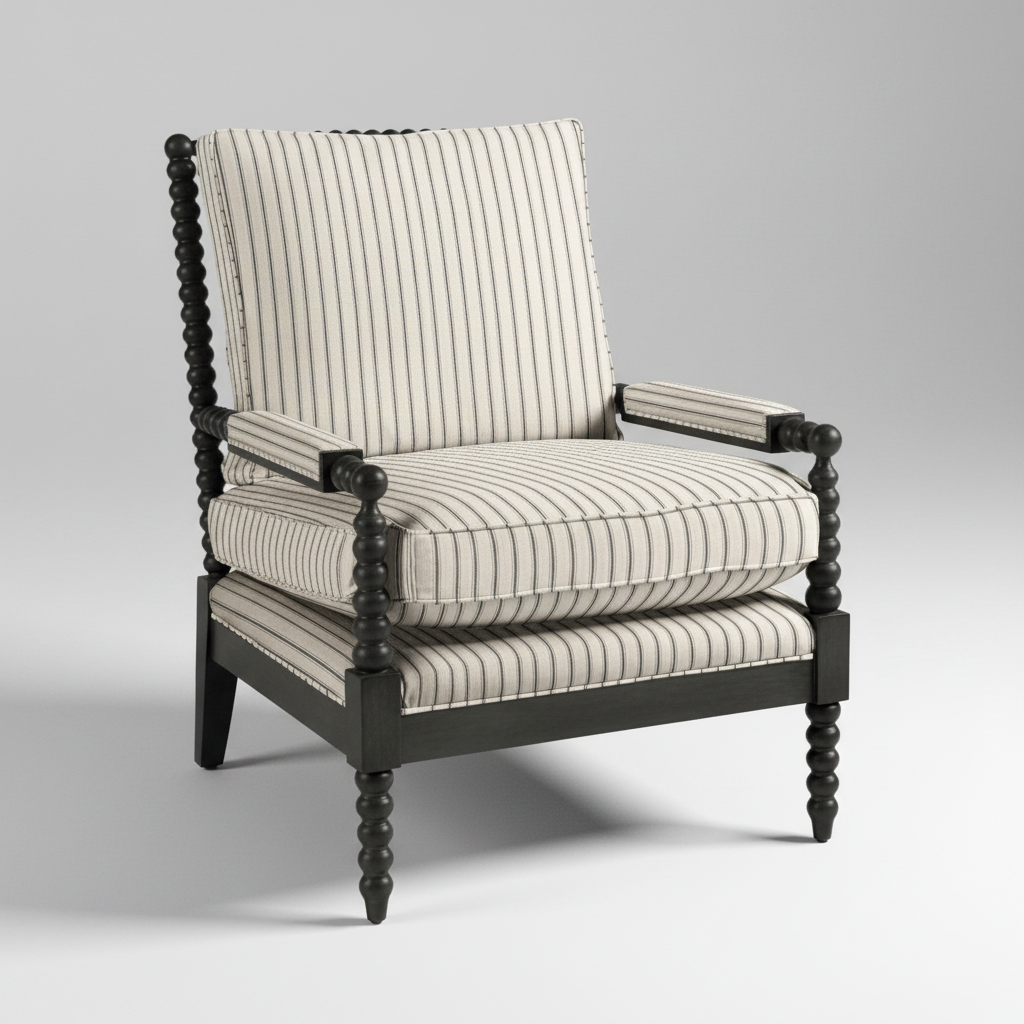 Ticking Bobbin Chair – Striped Accent Chair