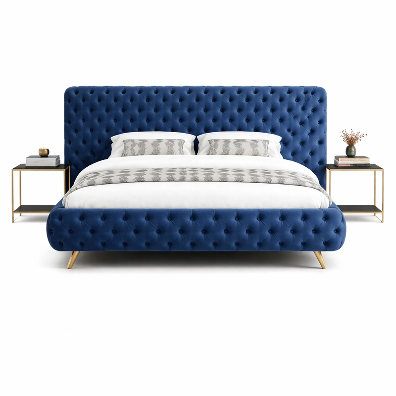 Antara Modern Tufted Upholstered Bed in Blue