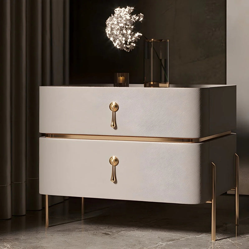 Modern Chic White & Gold Side Table