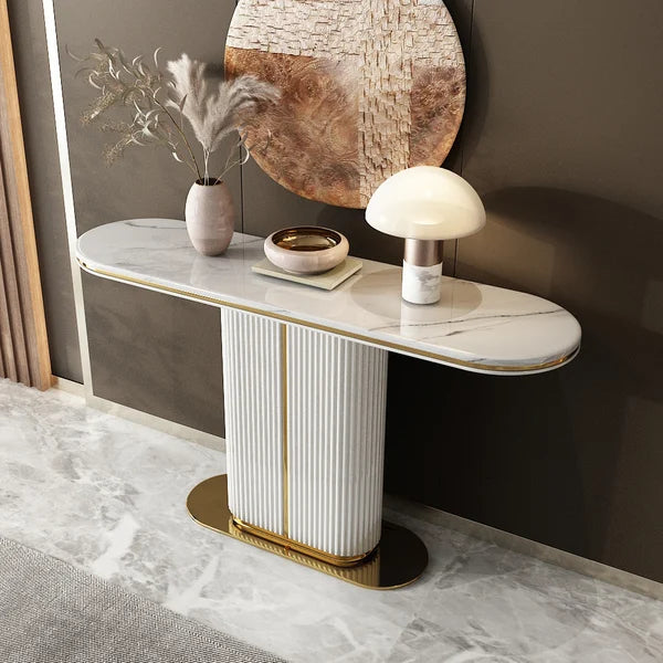 Meesah Modern White Flute Console Table