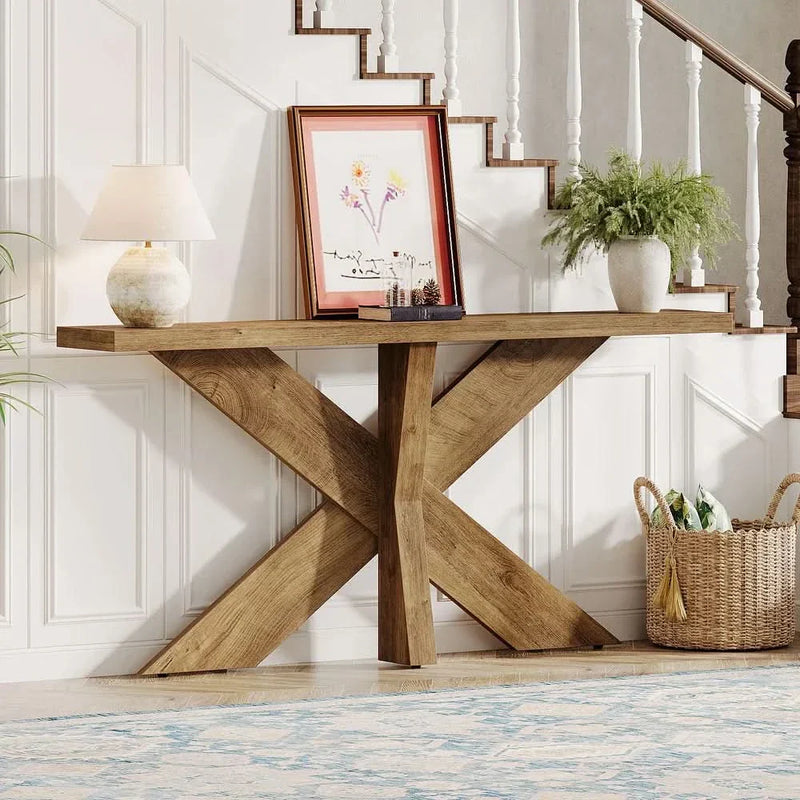 Extra Long Farmhouse Console Sofa Table for Entryway Hallway
