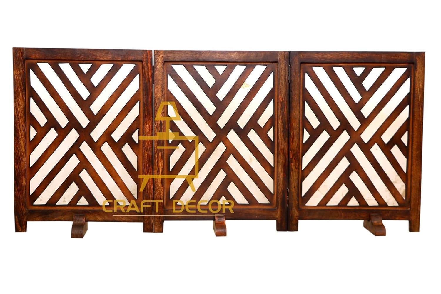 CRAFT DECOR Wooden Baby Safety Gate/Staircase Gate Kid Pet Safety Fence/Freestanding Fold-able Safety Gate for Child/Portable Safety Gate Extension/Wooden Pet Gate (Walnut)
