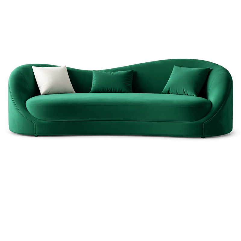 Porsche Modern 3-Seater Sofa in Green Velvet Upholstery for a Luxurious Feel