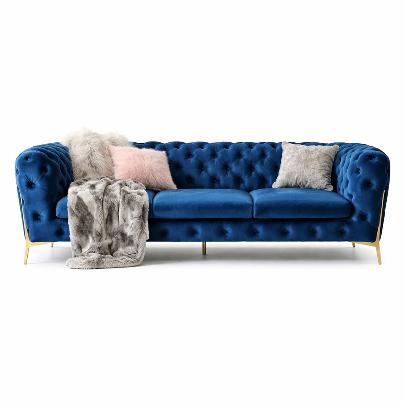 Beyonce Contemporary Button Tufted Leathaire 3-Seater Chesterfield Sofa