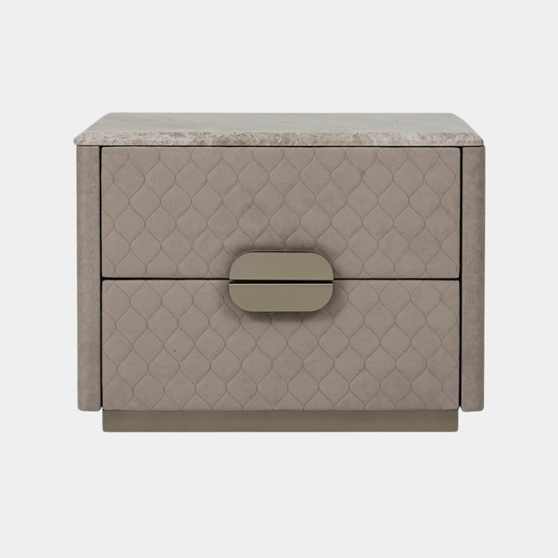 Diamond Quilted Side Table with Marble Top