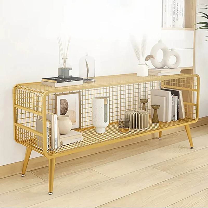 Mesha Modern Metal Mesh Bookshelf In Gold