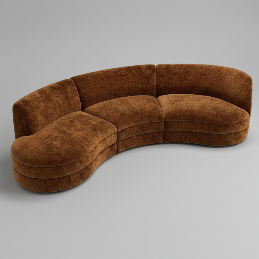 Copper Orbit — Curved Sectional Sofa, made to order by Wooden Empiro — view 4