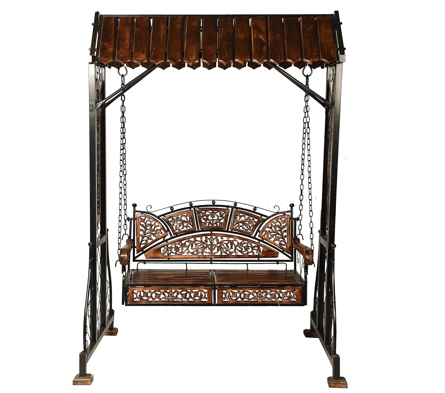 UA URBAN ART Urban Art Store Iron Swing Jhula For Home & Garden/Porch/Balcony 2 Seater Weight Capacity 300Kgs+ (Swing, 177.8 centimeters, Black