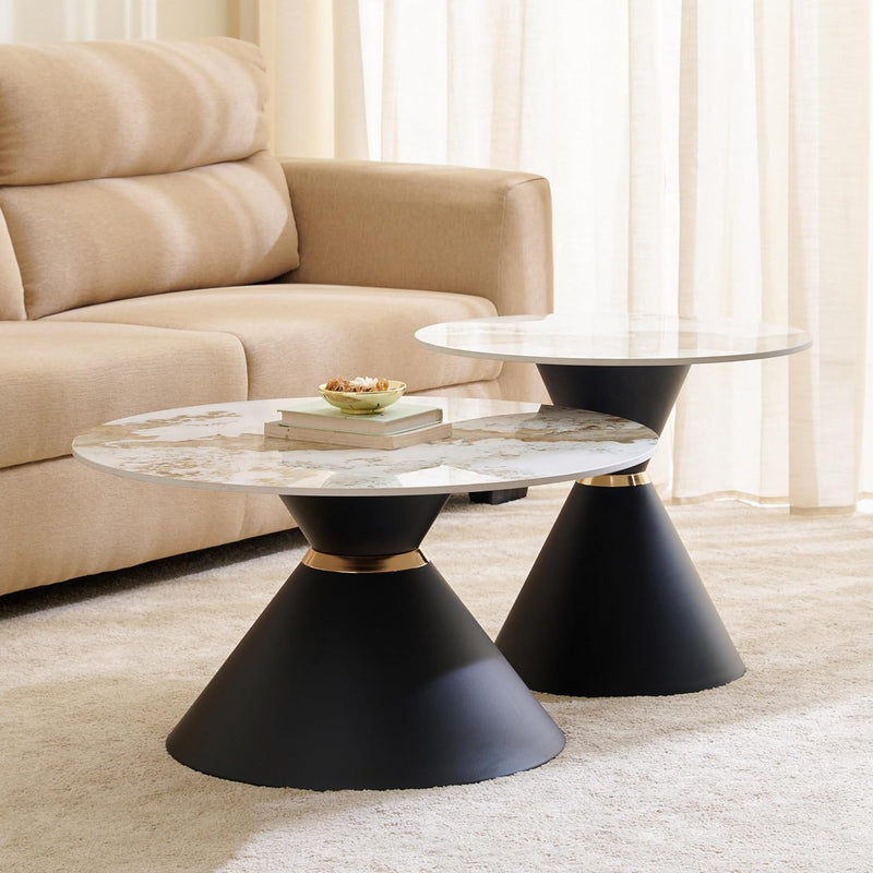Jeppy Sintered Stone Top Set of 2 Coffee Tables - Wooden Empiro