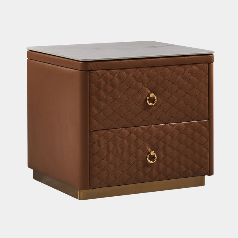 Classic Cocoa Side Table with Gold Pulls