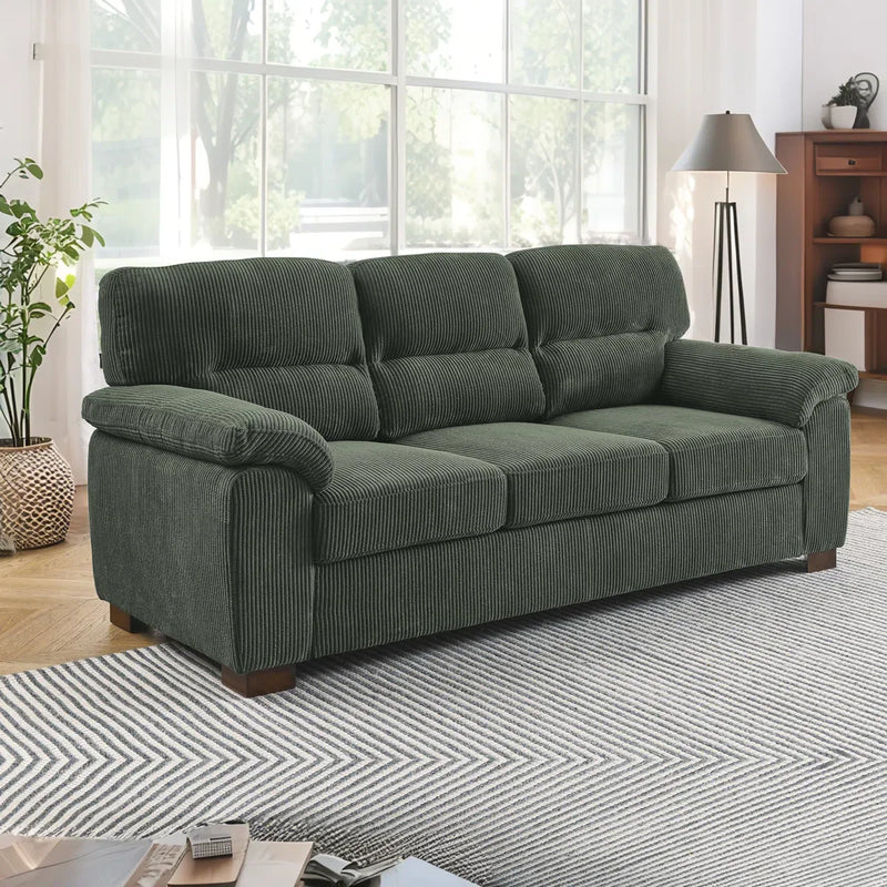 Denik 3 Seater Comfy Couches With Deep Seat For Living Room - Wooden Empiro