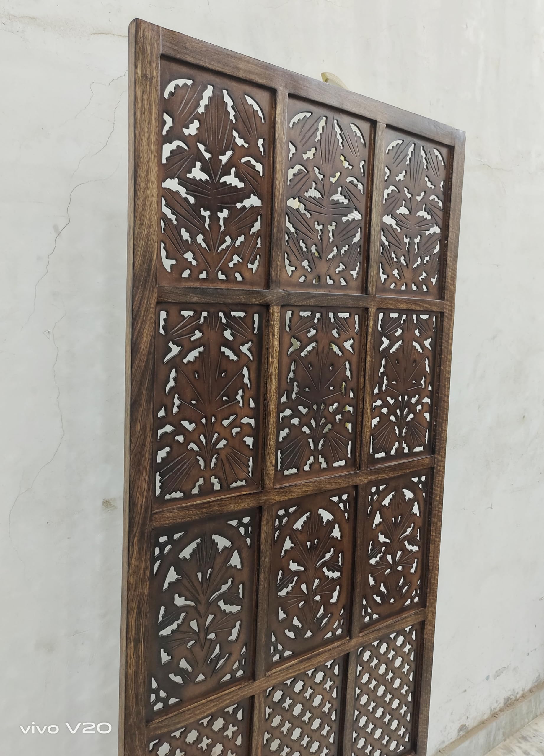 Wooden Room Divider/Partition for Living Room,Bedroom, Pooja Room & Home Decor (1 Panels partion Dark Antique Brown) (72 X 20 Inch)