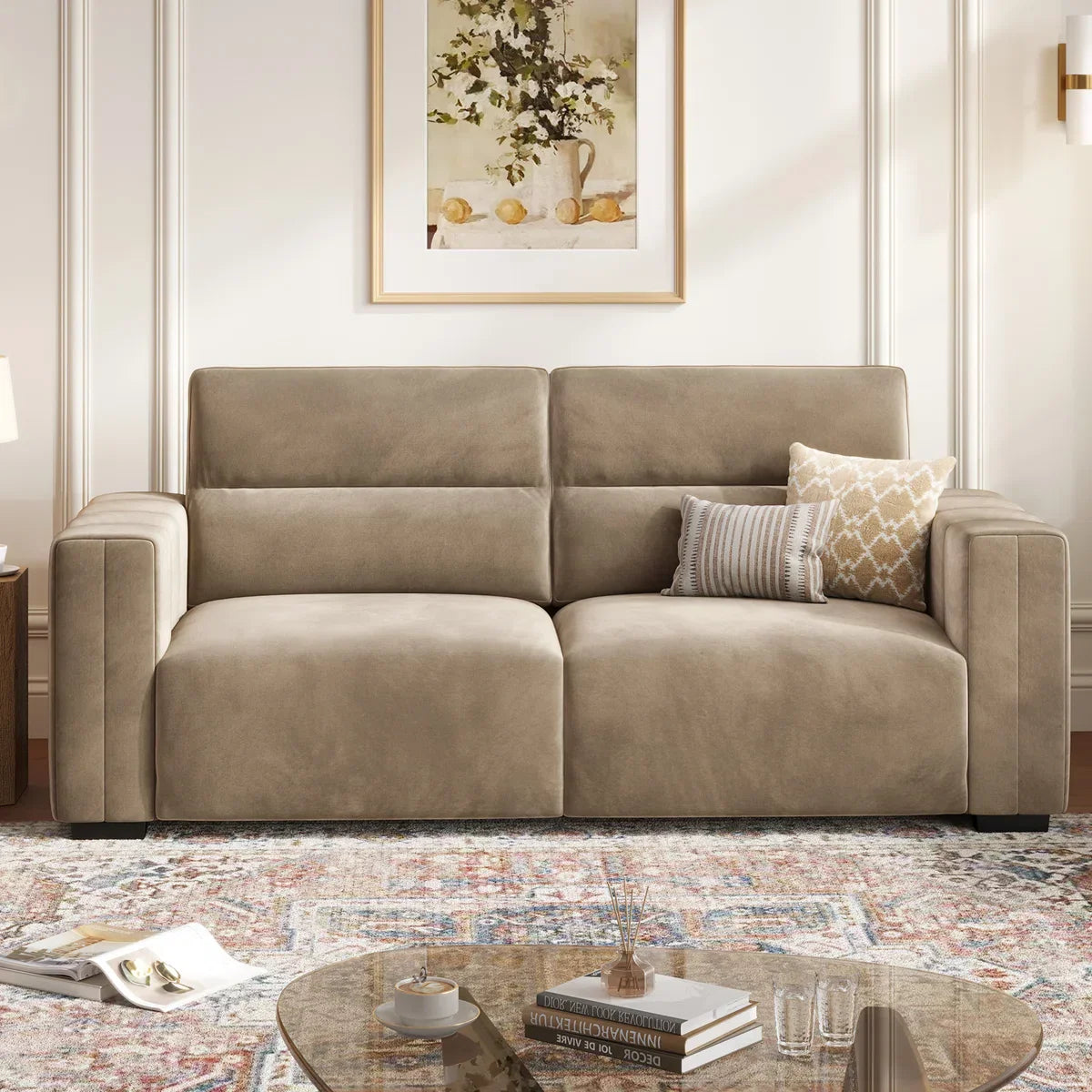 Hikky Deep Seat 2 Seater Sofa with Wooden Frame - Wooden Bazar