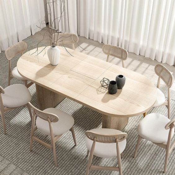 Japandi Oval 8 Seater Dining Table With Chairs