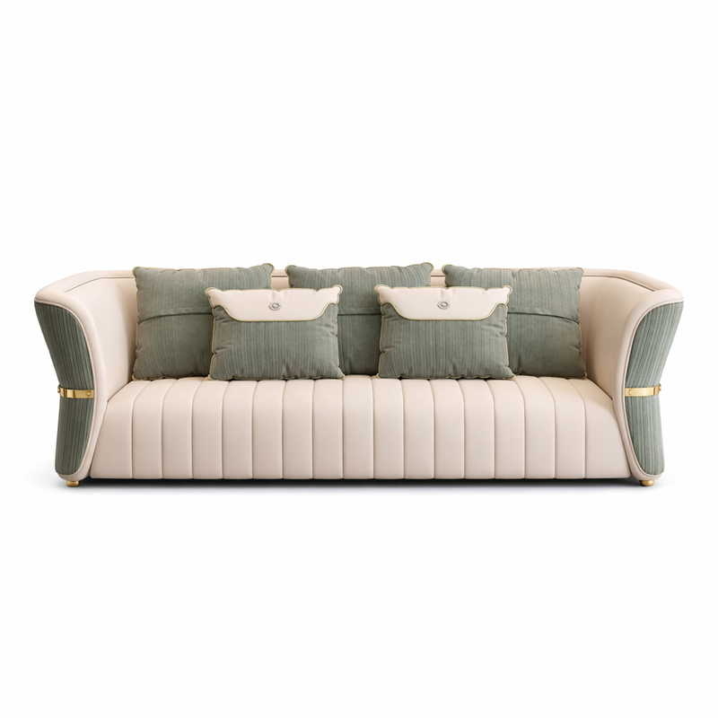 Calvin Contemporary Green 3 Seater Velvet Sofa