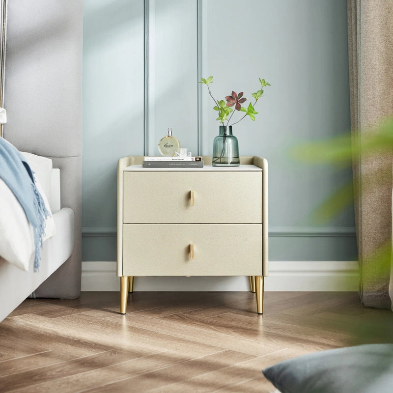 Aurora Cream Side Table with Sleek Gold Legs
