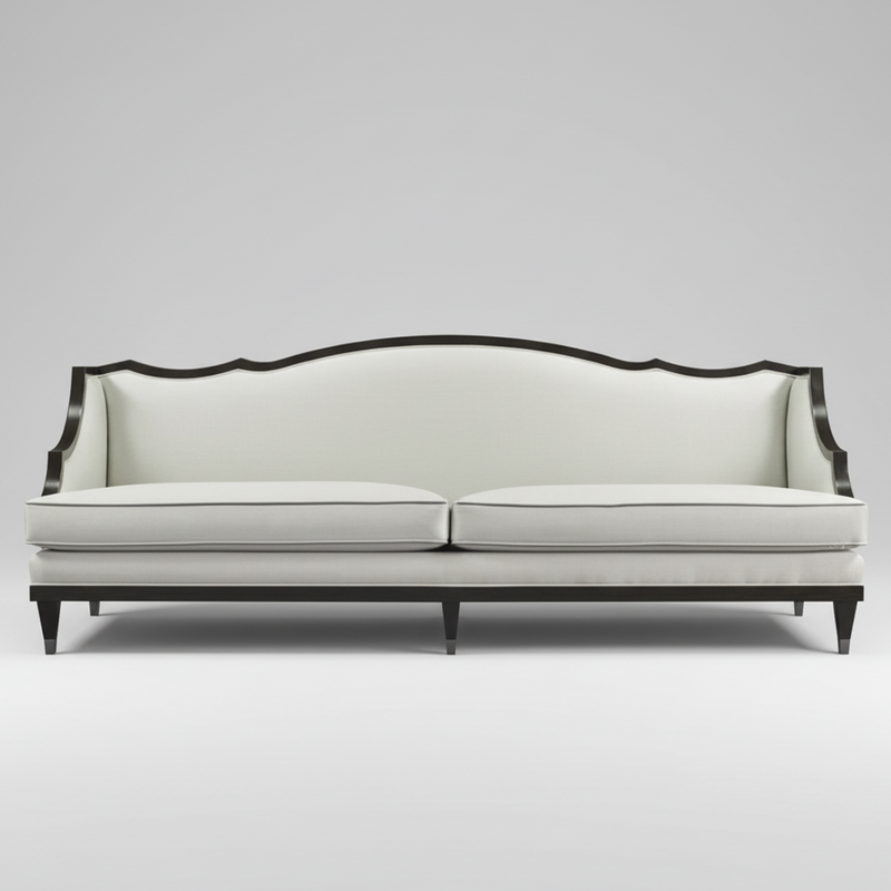 Ivory Silhouette Sofa — Scalloped Back, made to order by Wooden Empiro