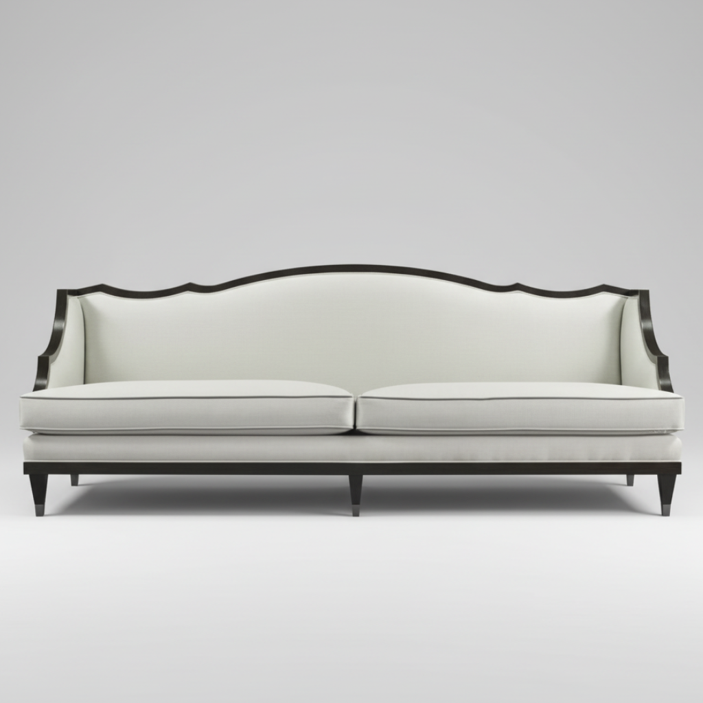 Ivory Silhouette Sofa — Scalloped Back, made to order by Wooden Empiro