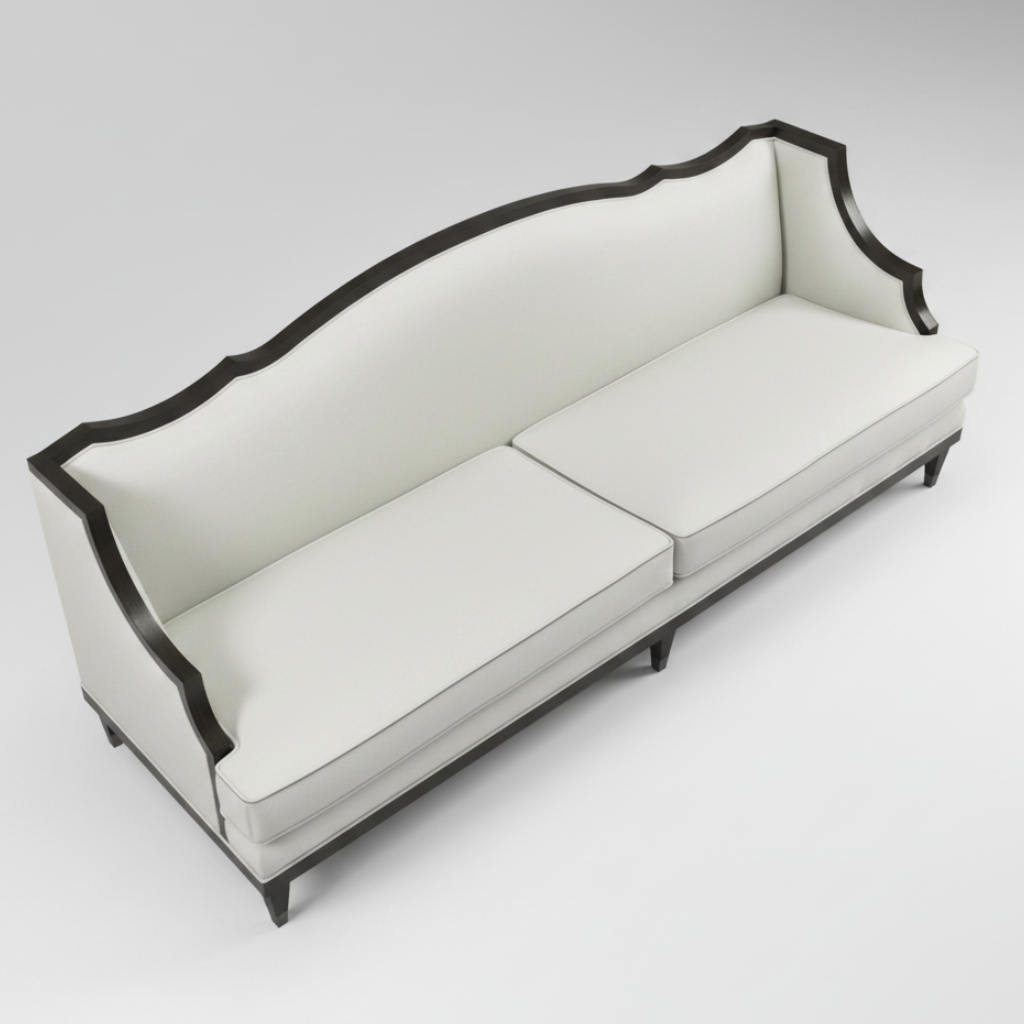 Ivory Silhouette Sofa — Scalloped Back, made to order by Wooden Empiro — view 4
