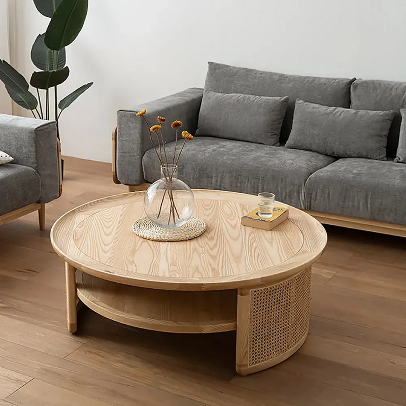 Lime Boho Round Wood Center Table